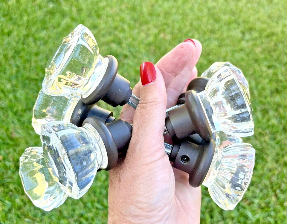 Juego de perillas de puerta de 12 puntos de cristal transparente de colección/4 perillas de puerta restauraciones de casa de 2" Foto 3 de 4