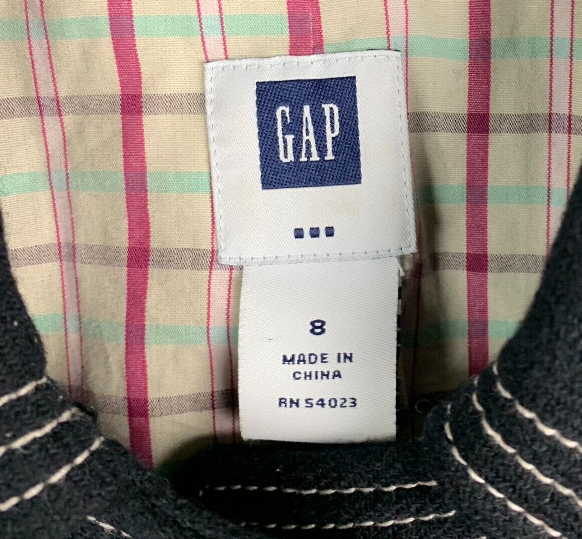 GAP Jacket Black Wool Blend Collared White Stitch… - image 11