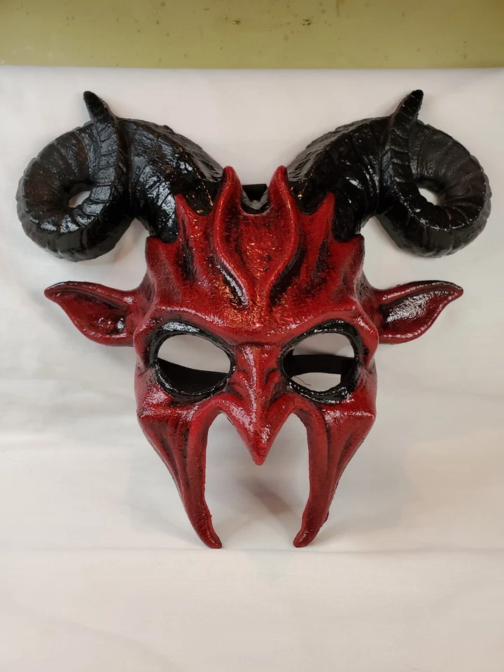 Red And Black Demon Devil Face Mask Halloween Costume Cosplay Party Mask - Image 3 of 4