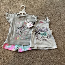 New Disney Minnie Mouse Unicorn Baby Girls 12M 3 Piece Shorts Shirts Set/Outfit