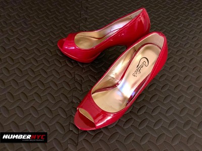 red open toe shoes