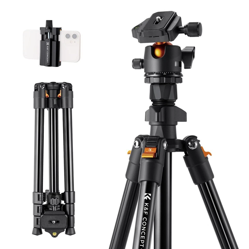 K&F CONCEPT 63'' Camera Tripod 360° Ball Head for DSLR Sony Nikon K234A0+BH-28L - Image 1 of 4