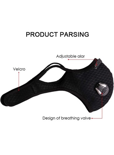 Reusable Washable Anti Pollution Face Mask PM2.5 One/Two Air Vent With Filter UK - Picture 9 of 10