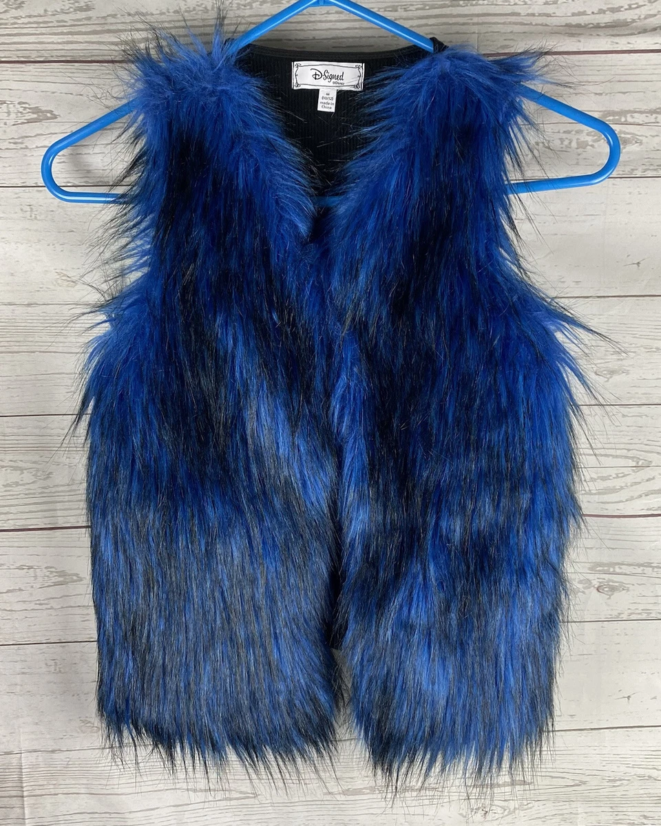 Royal blue top fur vest