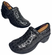 B.O.C. Born Concept Womens Gray Croc Print Slip On Clogs Size 7.5 EUR 38.5 