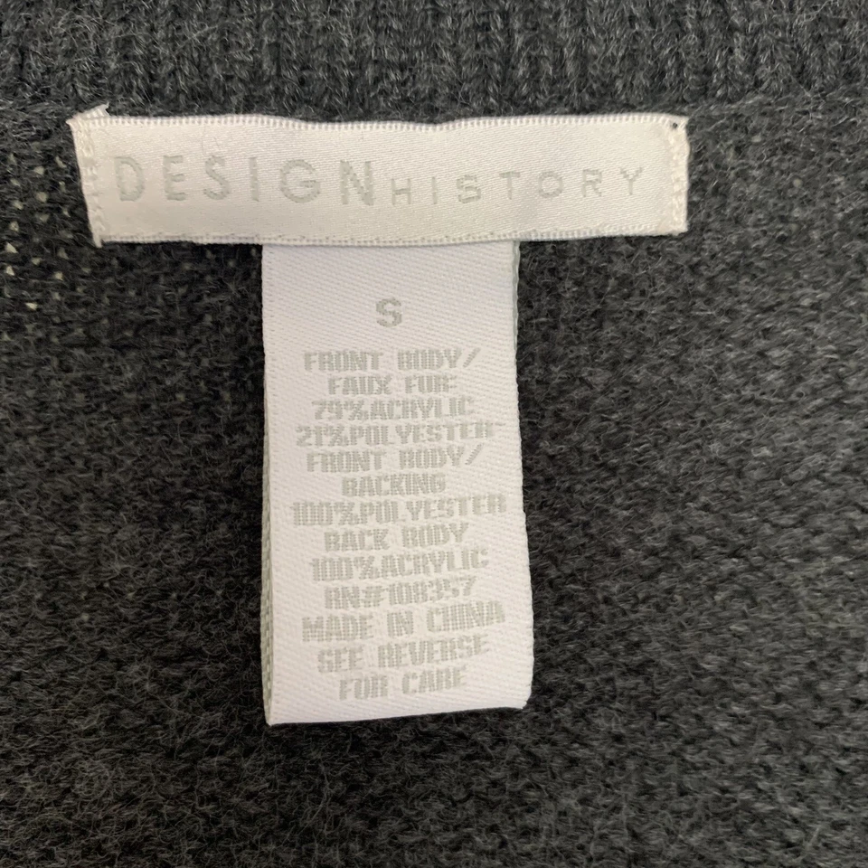 Chaleco gris peludo de piel sintética frente abierto para mujer talla pequeña diseño historia elegante Foto 4 de 4