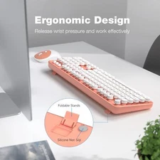Wireless Keyboard and Mouse Combo - GEEZER Orange-White Full-Sized Colorful Keyb