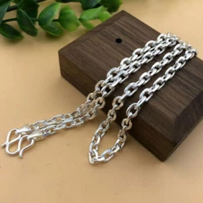 990 Pure Silver Necklace Handmade Silver Cuboid Cable Link Chain Lover Link