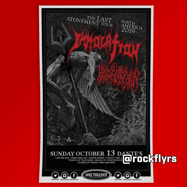 IMMOLATION 2019 Concert Promo 11x17 Street Poster. Portland Oregon.