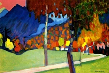 AUTUMN STUDY IN OBERAU ABSTRACT PAINTING BY WASSILY KANDINSKY REPRO