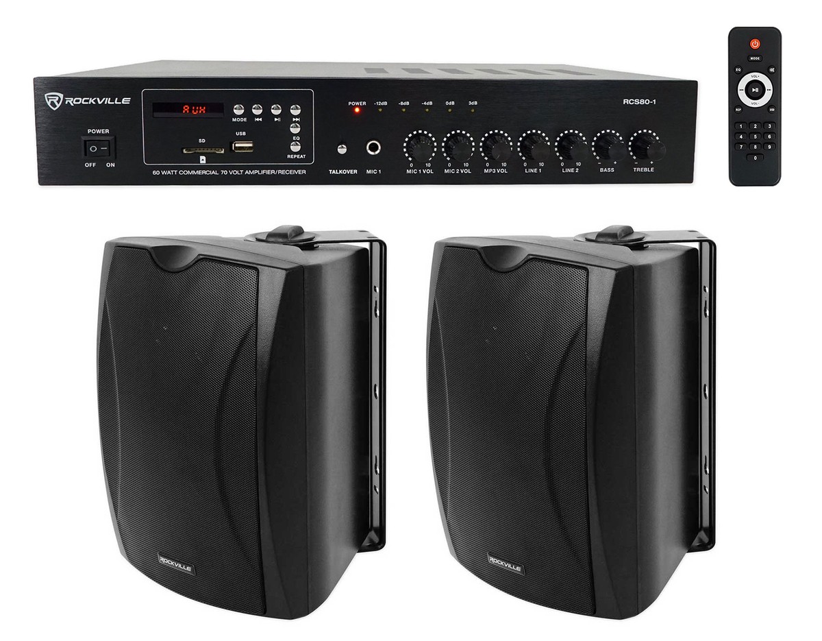 Speaker Bar Rockville Complete Restaurant Audio System Amp