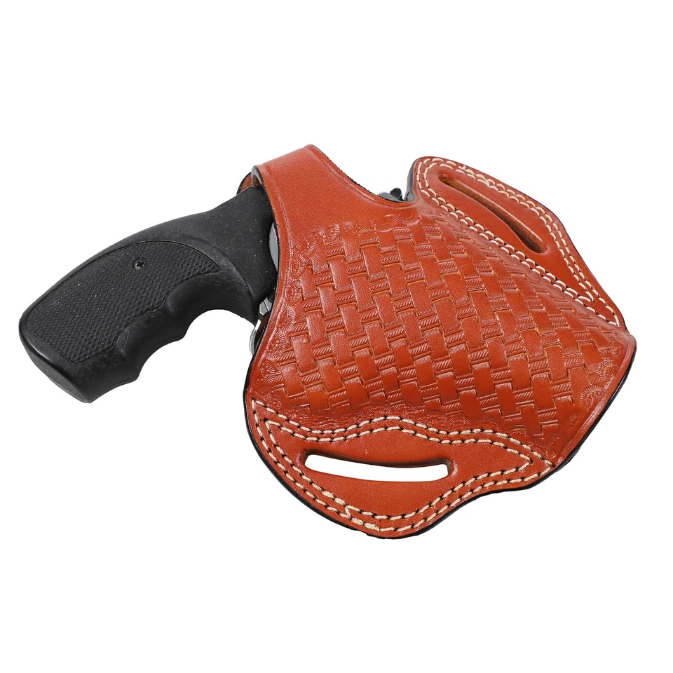 Pusat Holster Taurus 66 Revolver 2.5 inch Leather Basket Weave Belt Holster - Image 4 of 4