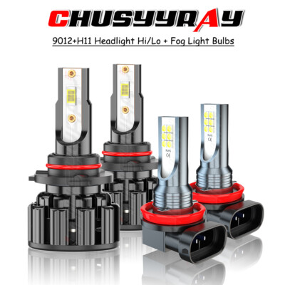 Combo 9012+H11 LED Headlight Fog Light Bulb Kit Super Bright High Low Beam 6000K