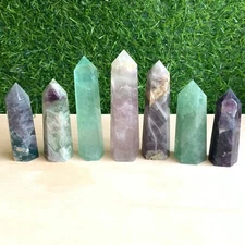 1LB Natural fluorite quartz obelisk crystal wand point healing random