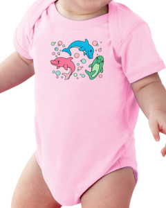 Infant Creeper Bodysuit One Piece T Shirt Dolphins Cartoon Dolphin K 578 Ebay