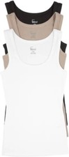 Felina Women 3-pack, Ribbed Tank ,Tan/Black/ White, Medium