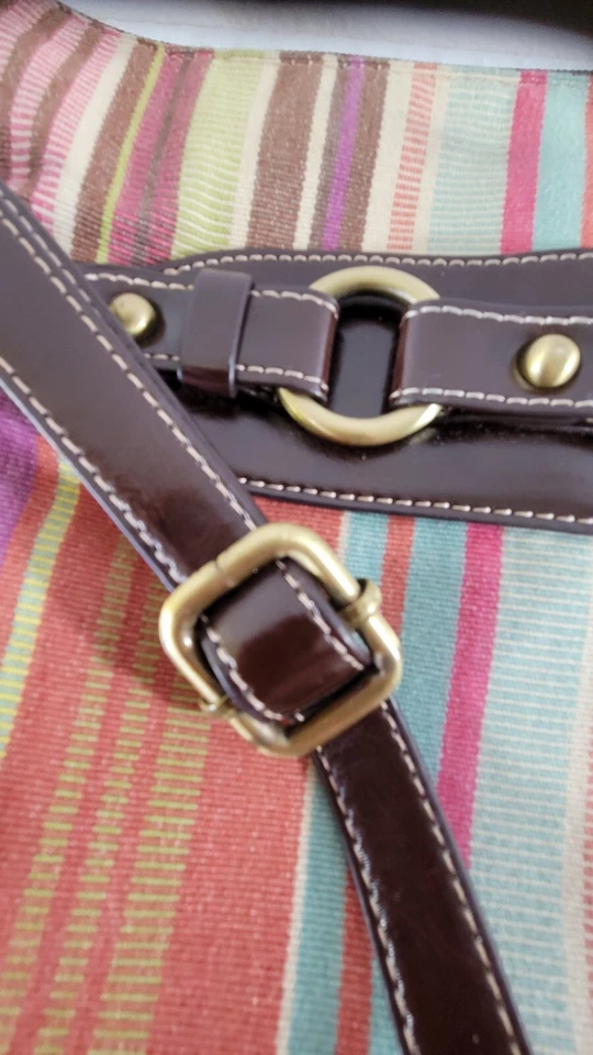 Giani Bernini в полоску холст сумочка сумка Hobo наплечная сумка карманы молнии полоски - Изображение 3 из 4