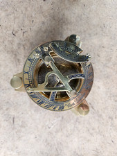 Vintage West London Maritime Antique SUNDIAL COMPASS Brass in a Wooden Box CK 11