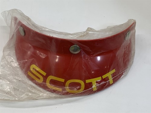 NOS Vintage Scott Red/Yellow Motorcycle Helmet Visor Bubble Visor BV200 3 Snap - Picture 1 of 6