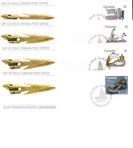 Canada  #748-751   "INUIT HUNTERS"     Four Brand New  1977  Ofdc Single Issues