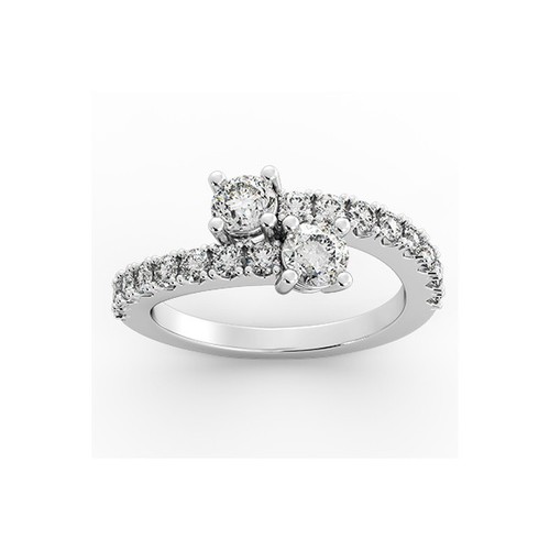 2.03CTW LAB DIAMONDS H/VS1 ROUND CUT PLATINUM 4-PRONG BYPASS PROMISE RING - Picture 11 of 15