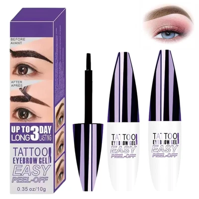 2 Pcs Dark Brown Easy Peel Off Eyebrow Gel, Tattoo Eyebrow Tint, Waterproof ...