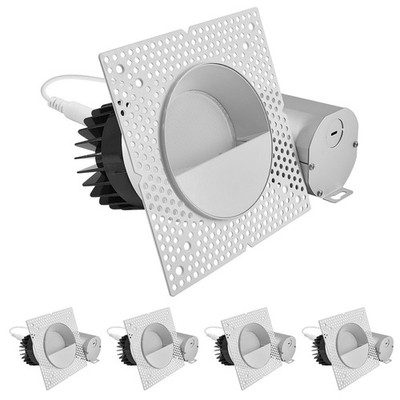 LUXRITE 4'' LED Spotlight with Wall Washer Trim 25W 2000LM 5CCT ETL White 4PK
