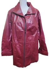 Roaman's Womens Plus Size 18 Red Leather Jacket Chic