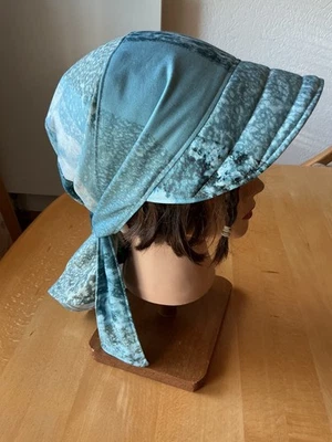 Unisex Piratentuch Bandana Schild aquablau Gr. M-L handgenäht bei Chemo neu - Bild 1 von 4