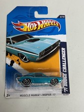 2012 i Hot Wheels Mopar '71 DODGE CHALLENGER #82☆aqua blue;mc5☆Muscle Mania A122