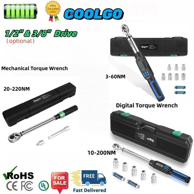 1/2'' 3/8'' Drive Digital Torque Wrench 3-220N.m. Adjustable Wrench Bike Repair