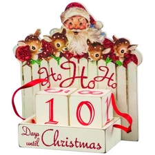 Primitives By Kathy 7.25x7.25in Block Countdown Santa Sign Christmas Ho Ho Ho