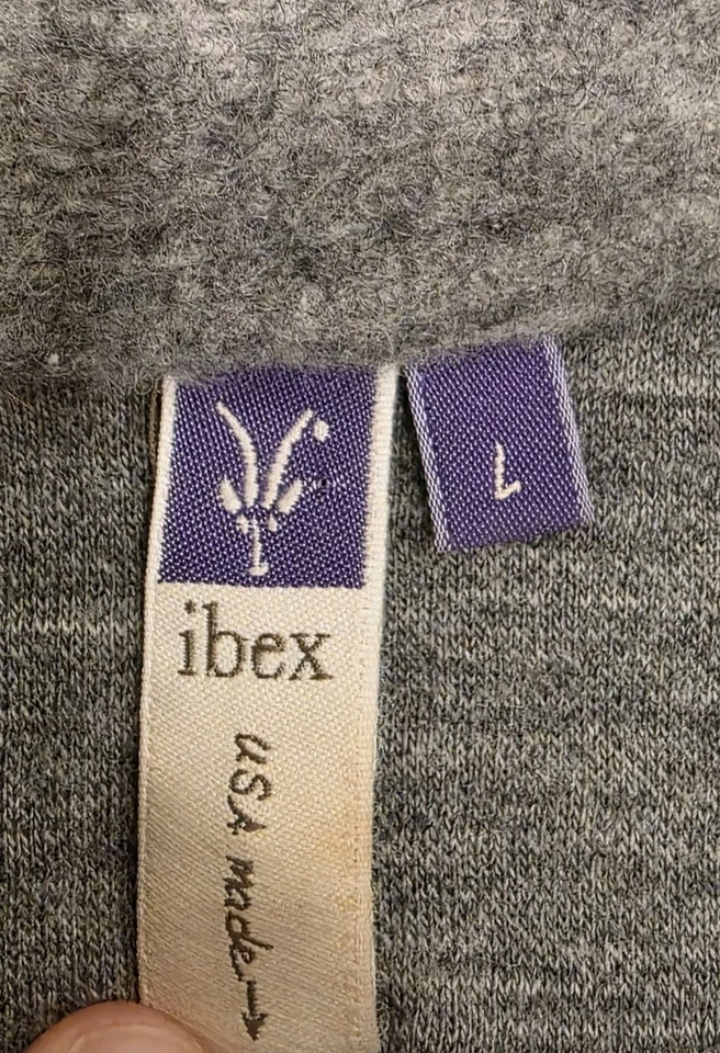 Ibex 1/2 Zip Sweater Men’s Large New Zealand Merino Wool Blend Gray USA - Image 3 of 4