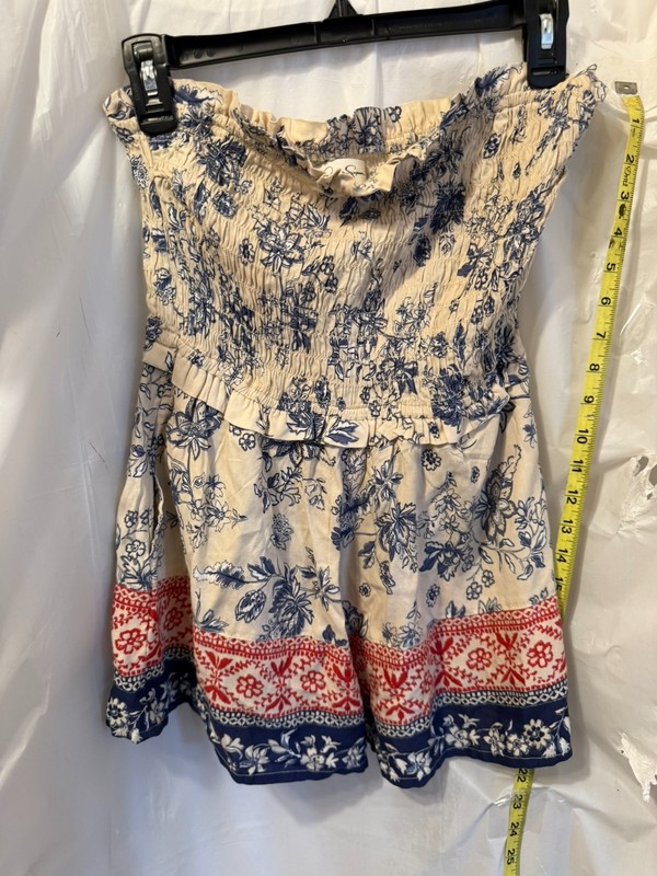 Jessica Simpson Blue Floral Romper Small Boho Summer Strapless