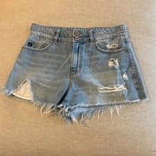 KanCan Distressed Denim Shorts Women 5/26 Blue High Rise Frayed Raw Hem KC8560NL