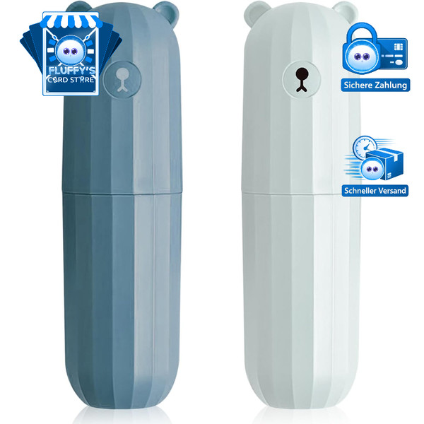 ZahnbüRstenetui FüR Kinder 2 StüCk Tragbar Reise-Etui 20 X 5,5 Cm Tiefblau-image
