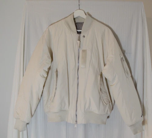 Nike Jordan Cream Padded MA-1 Bomber Jacket Quilted Lining Jumpman Sleeve video thumbnail