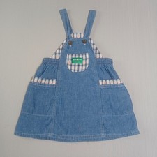Vintage OshKosh Denim Jumper Overall Dress Carrots Size 3T Blue Vestbak