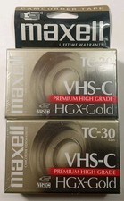 Maxwell TC-30 VHS-C HGX-Gold cassette tapes - 2 pack - New/Old Stock