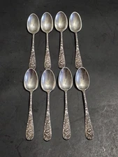 8 Steiff Sterling Silver Demi-Tasse Spoon – 4 1/4” – Ornate & Collectible 129g