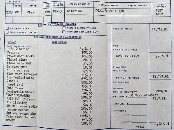 Sticker package for Chevy Citation X-11 listing on eBay