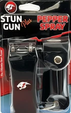 RECHARGEABLE STUN GUN W/ FLAHLIGHT & PEPPER SPRAY COMBO