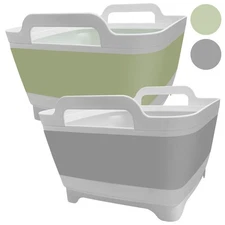2PCS Dishpan for Washing Dishes, 9L(2.4Gallon) Collapsible Wash Basin with Dr...