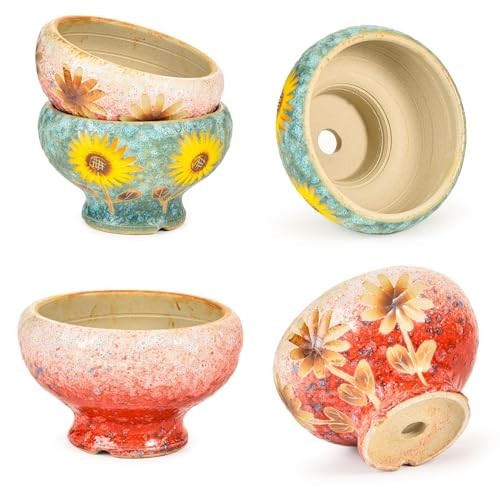 Sungmor Succulent Planters, Hand Crafted Ceramic Desktop Flower Pots Cactus Pots - Afbeelding 41 van 84