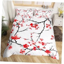 Plum Blossom Duvet Cover Queen Size Kids Queen No Comforter White Red Black