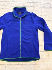 Polo Ralph Lauren Boys Large 14/16 Fleece Blue/Green Trim Full Zip Jacket, EUC