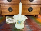 Vtg Fenton Custard Glass GLOWS Floral Mini Basket w/Tags