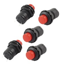 5 Pack 3A/125VAC 1.5A/250VAC Latching Red Push Button Switch SPST On/Off