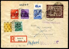 BERLIN 1948 13P in MIF SBZ 198etc BEAUTIFUL mixed franking TO SWEDEN (H7156