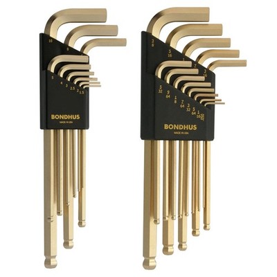 Bondhus 20899 GoldGuard Balldriver SAE Metric Ball End Hex Key Set 22pcs